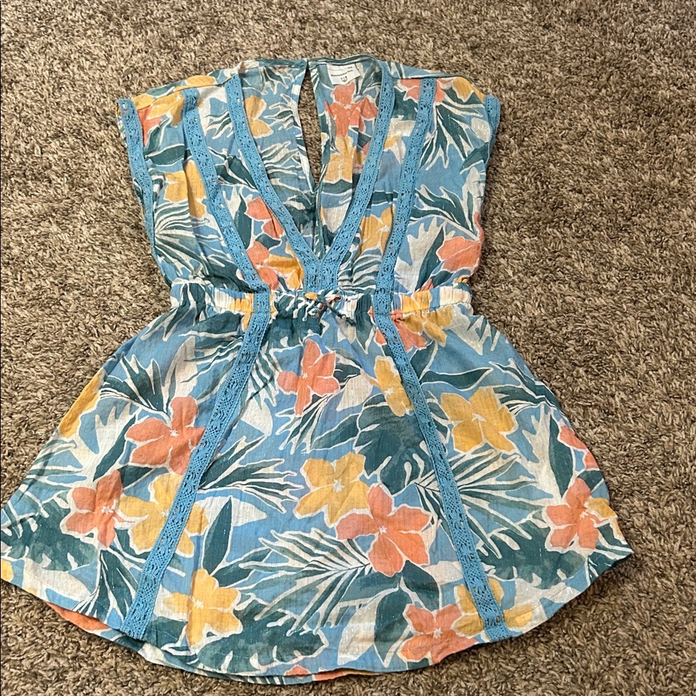 Floral Cover up with Blue Accents